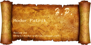 Hodor Patrik névjegykártya